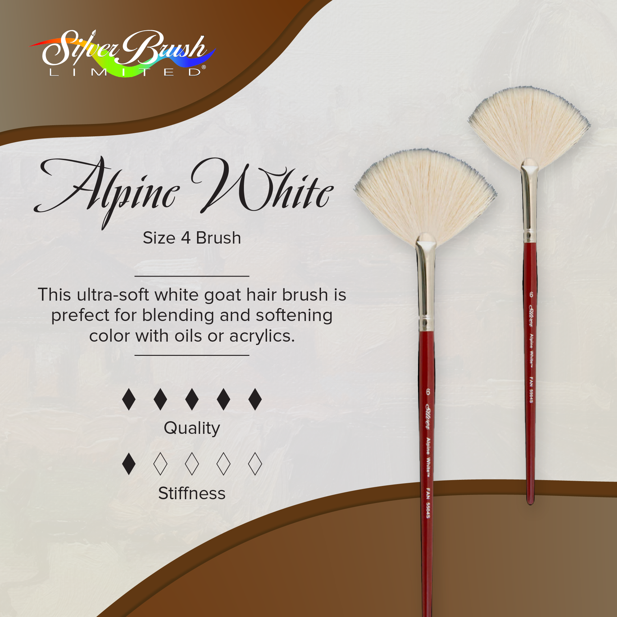 Alpine White™ Fan Paintbrush | Short Handle | 5504S