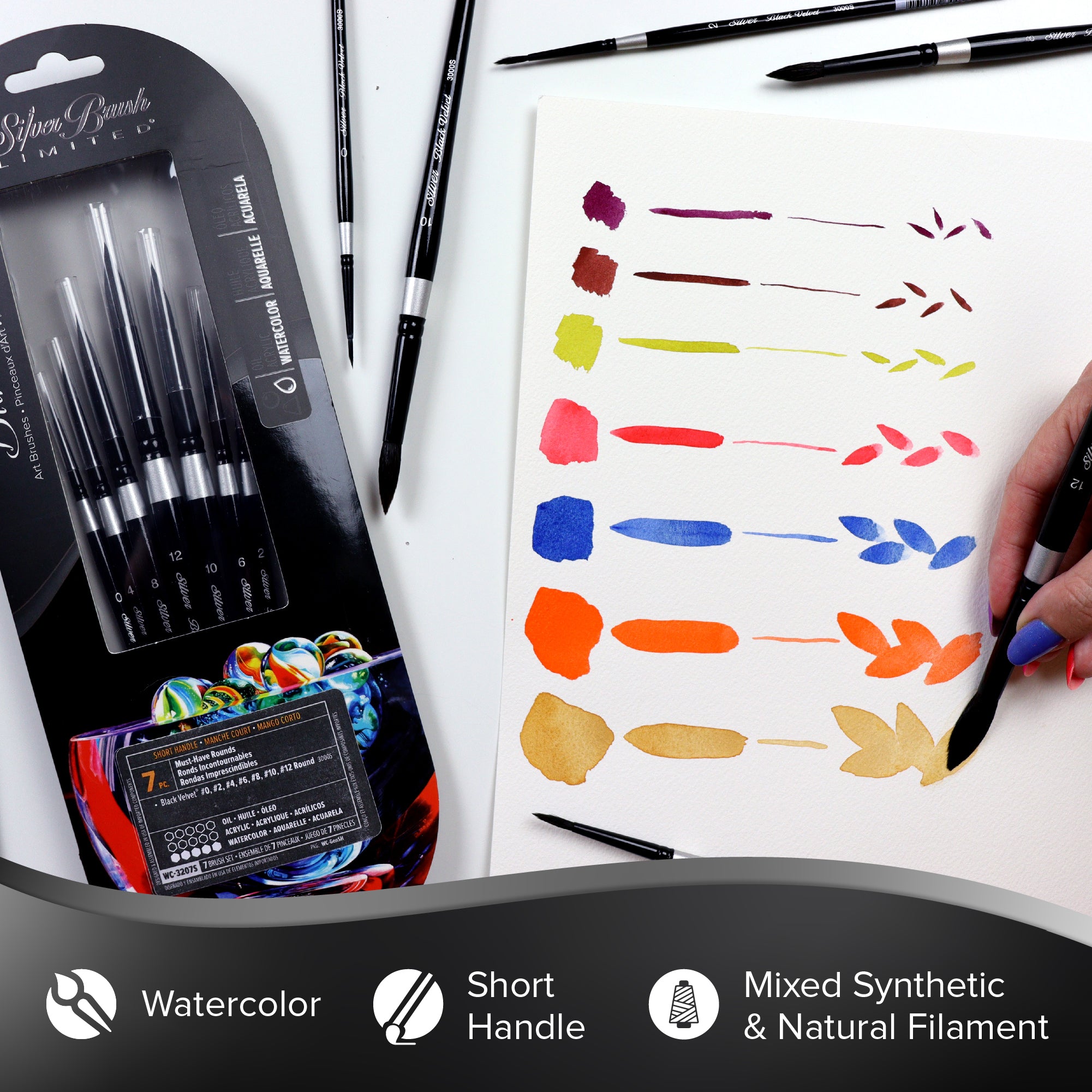 Black Velvet® 7pc Must-Have Rounds Set | Short Handle | WC-3207S