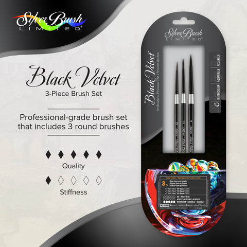 Black Velvet® 3pc Watercolor Round Set | Short Handle | WC-3204S