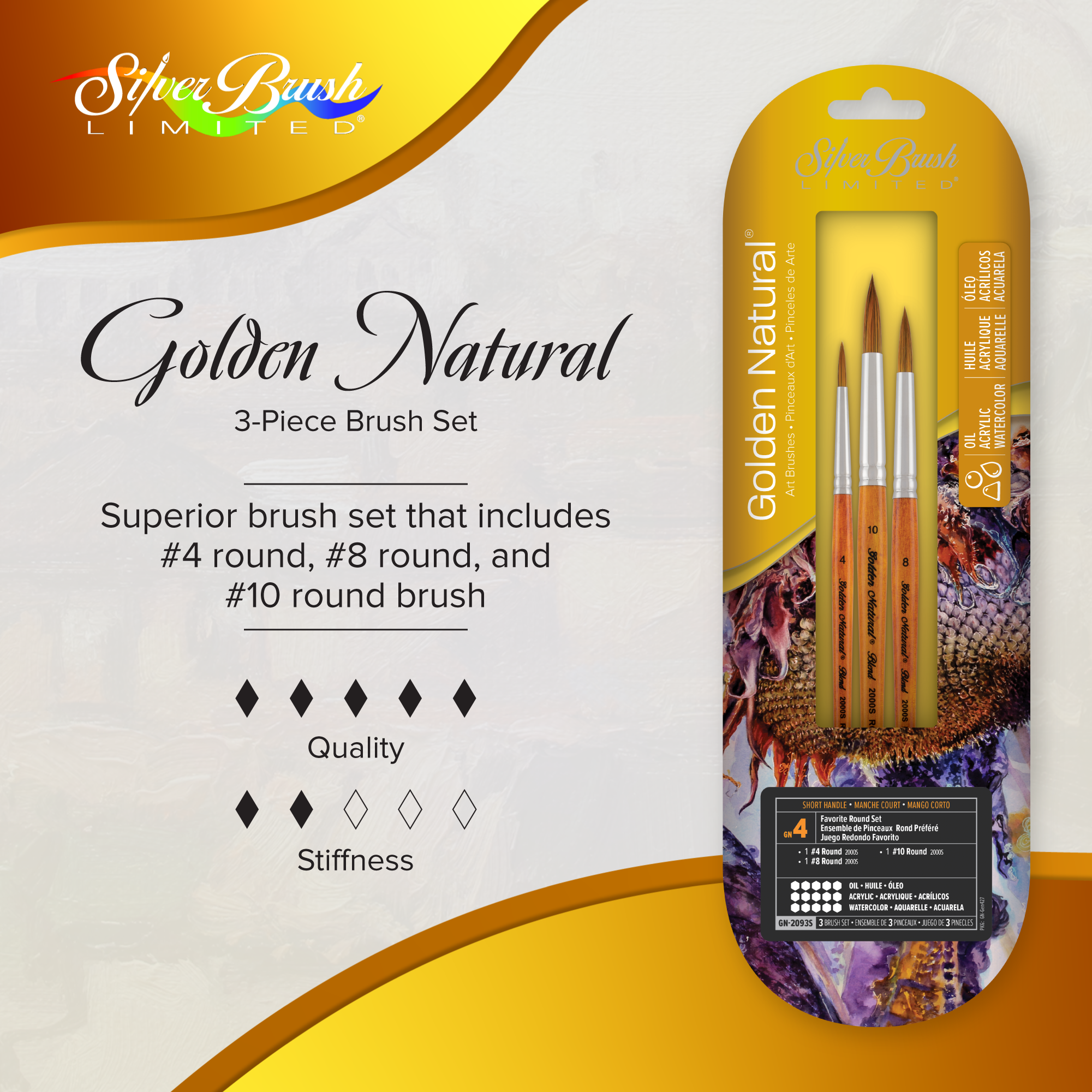 Golden Natural® 3pc Favorite Round Set | Short Handle | GN-2093S