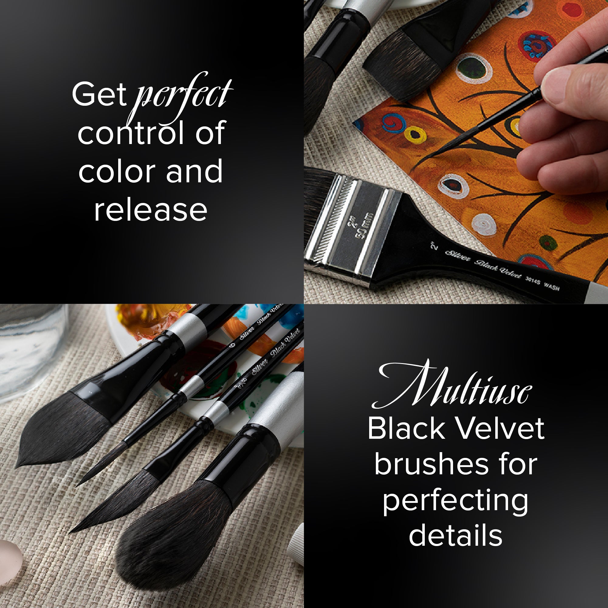 Black Velvet® 3pc Watercolor Beginning Round Set | Short Handle | WC-3205S