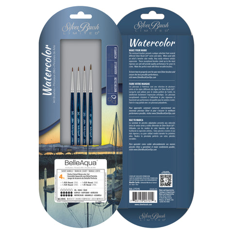 BelleAqua® 4pc Perfect Detail Watercolor Set | Short Handle | BA-2701S