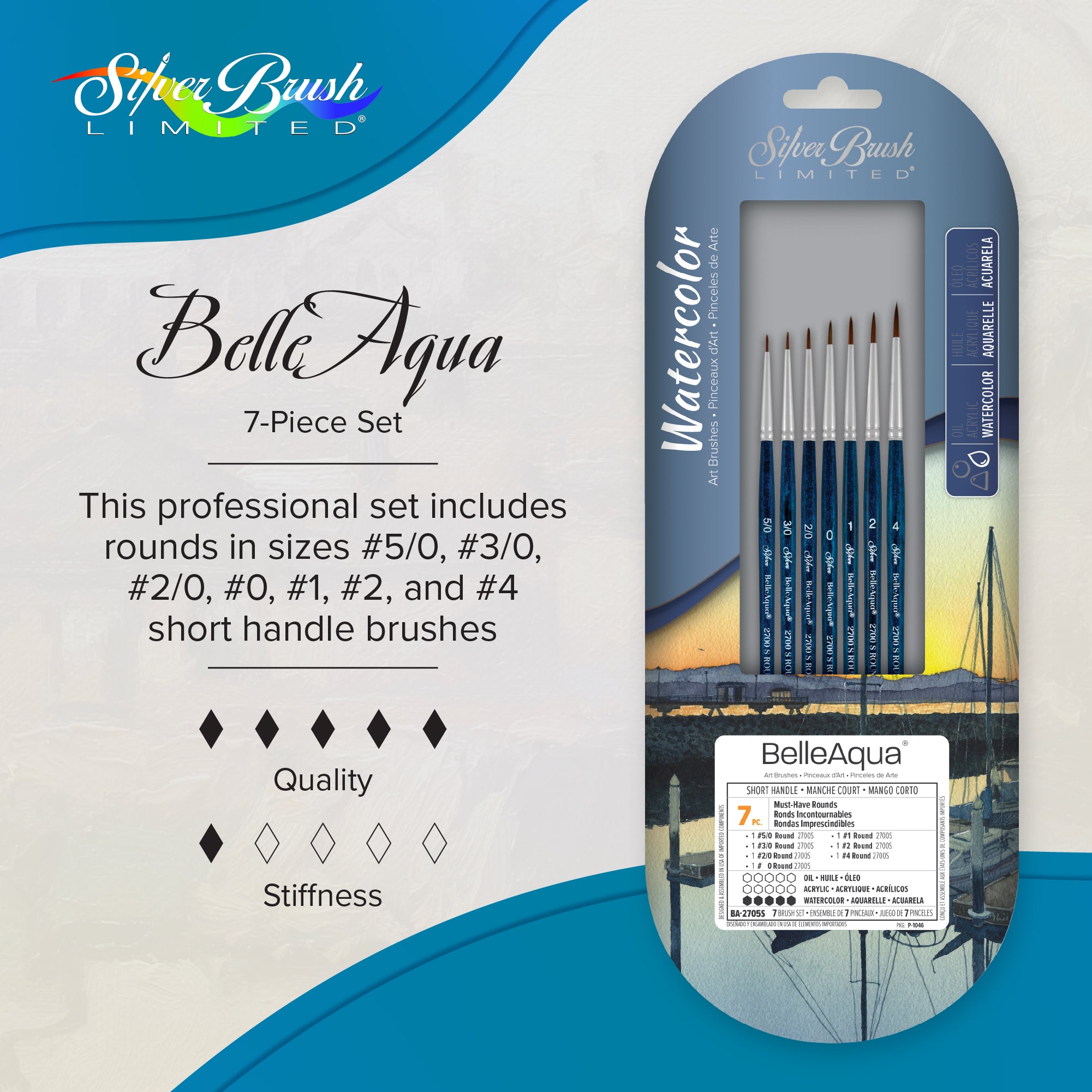 BelleAqua® 7pc Must-Have Rounds Set | Short Handle | BA-2705S