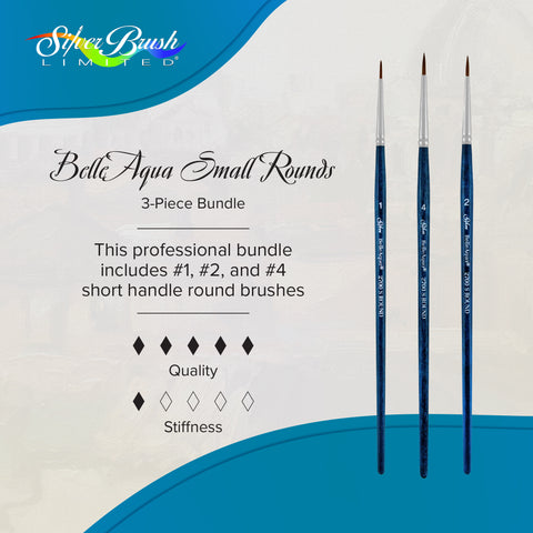 BelleAqua® 3pc Smaller Size Rounds Set | Short Handle | BA-2758S