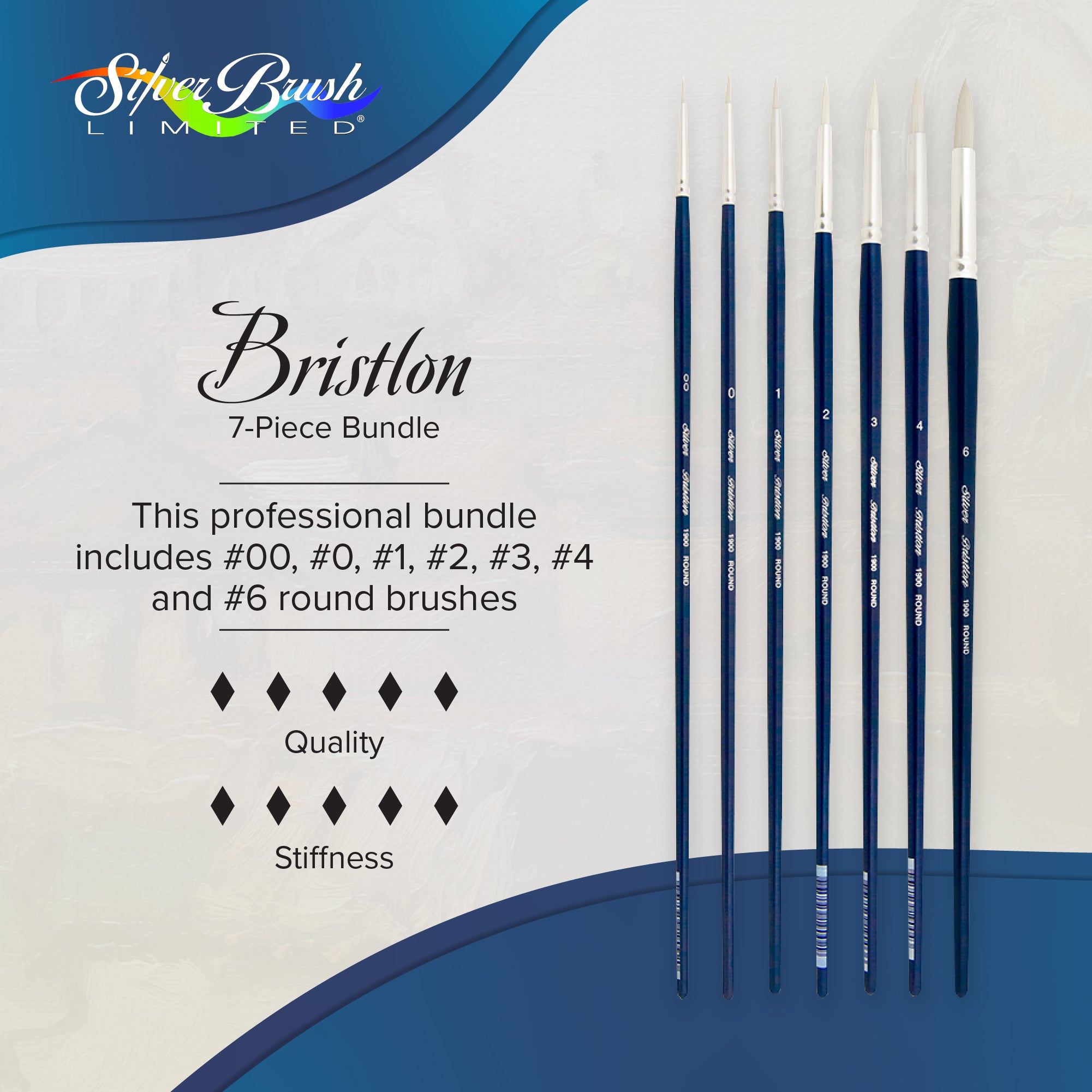 Bristlon® 6pc Round Brush Set | Long Handle | BR-1950