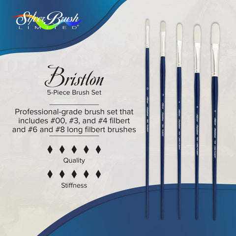 Bristlon® 5pc Filbert and Long Filbert Brush Set | Long Handle | BR-1953