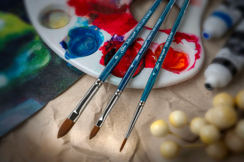 BelleAqua® 3pc Cats Tongue Pro Watercolor Set | Short Handle | BA-2704S