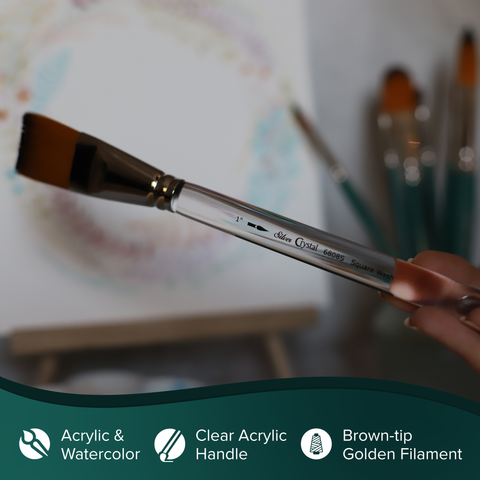 Crystal™ Square Wash Paintbrush | Short Handle | 6808S