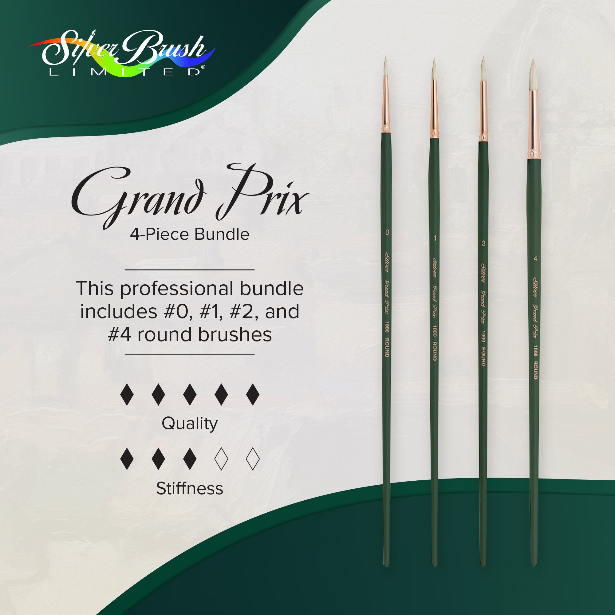 Grand Prix® 4pc Round Brush Set | Long Handle | GP-1066