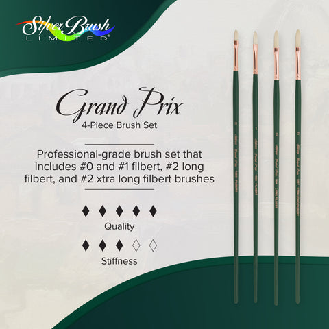 Grand Prix® 4pc Filbert Brush Set | Long Handle | GP-1080