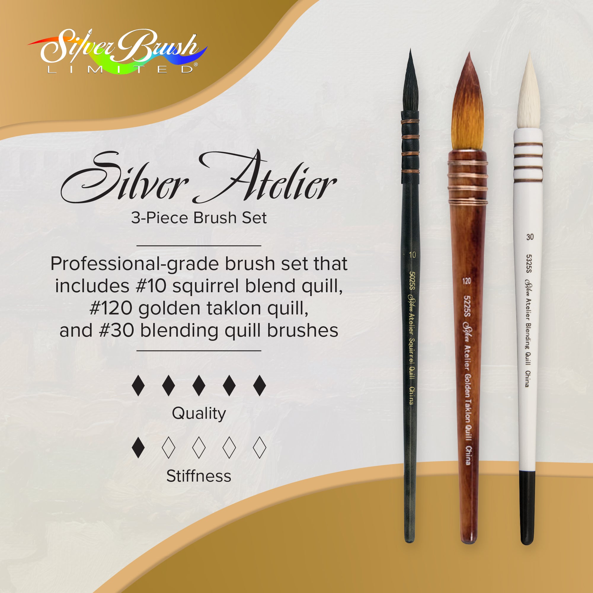 Silver Atelier™ 3pc Stroke Set | Short Handle | QL-5355S