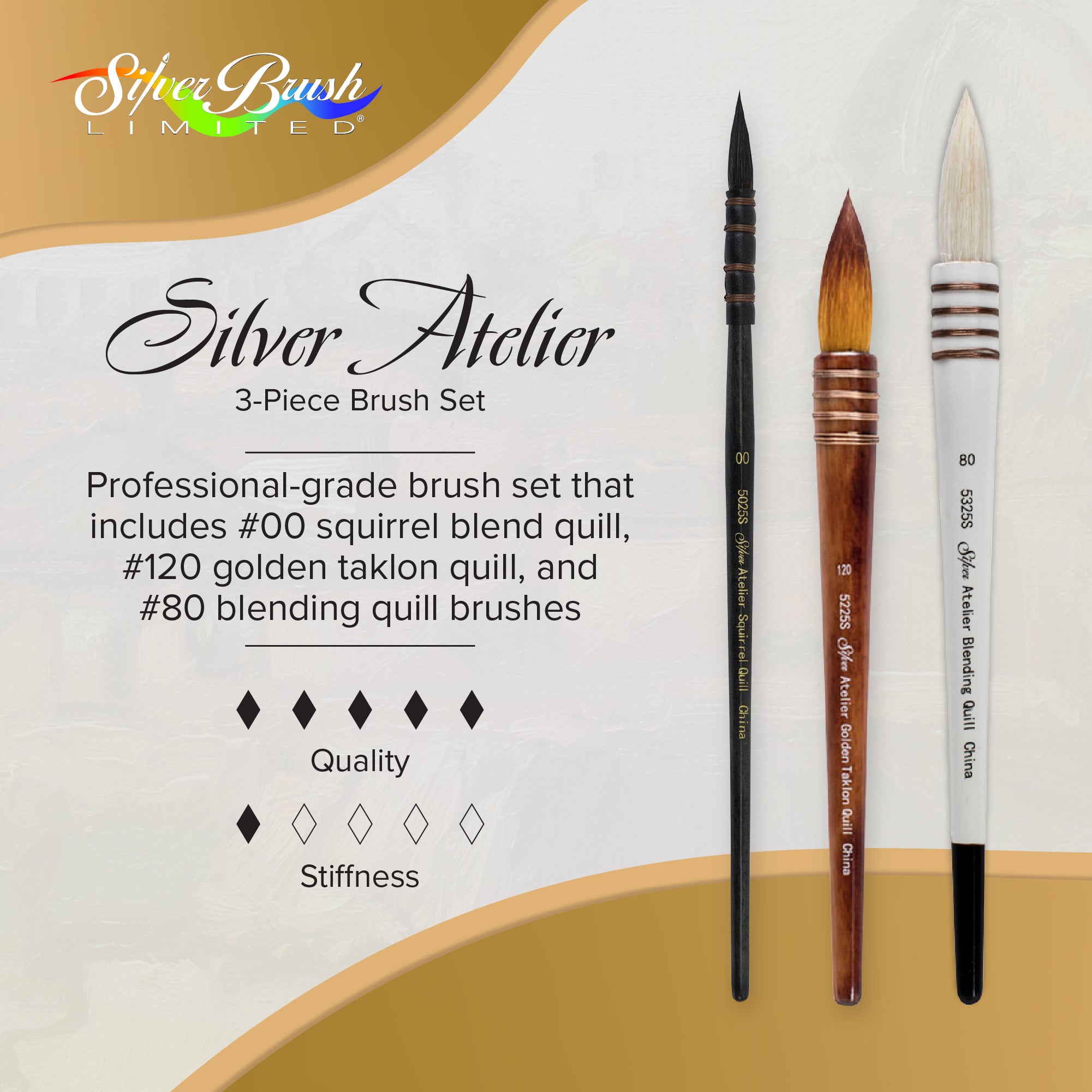 Silver Atelier™ 3pc Stroke Set | Short Handle | QL-5359S