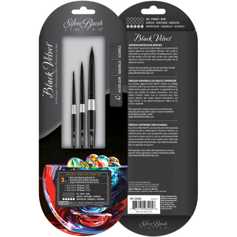 Black Velvet® 3pc Watercolor Beginning Round Set | Short Handle | WC-3205S