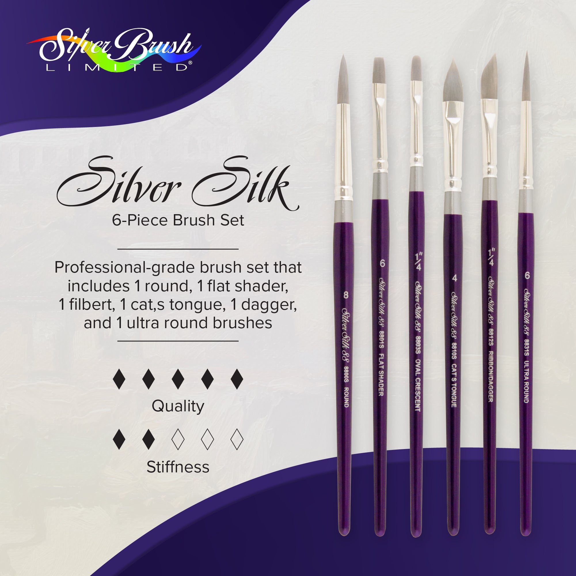 Silver Silk 88® 6pc Creative Set | Short Handle | SS-8877S