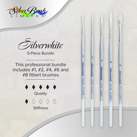 Silverwhite® 5pc Filbert Brush Set | Short Handle | SW-1586S