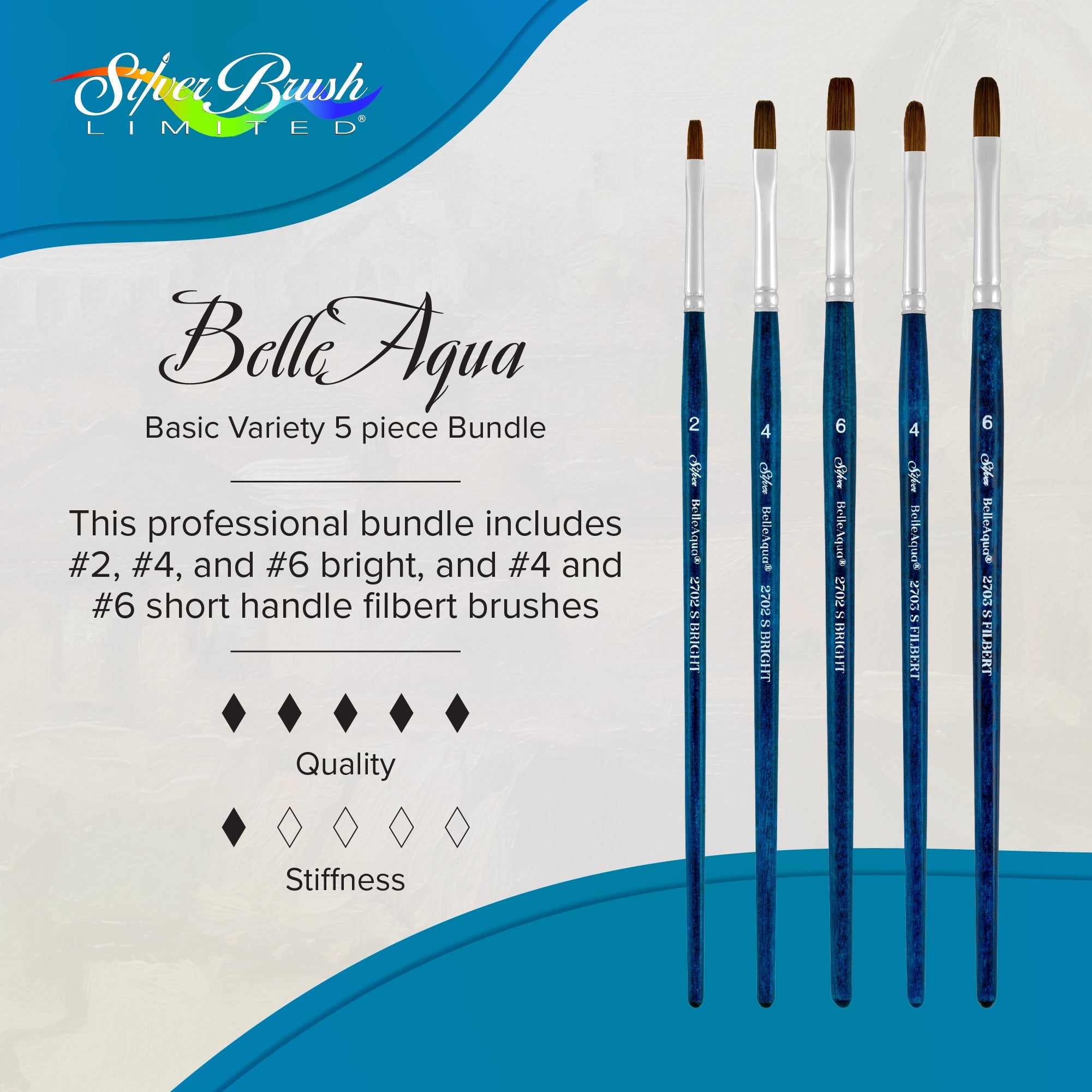 BelleAqua® 3pc Brights Set | Short Handle | BA-2754S - Brights Set