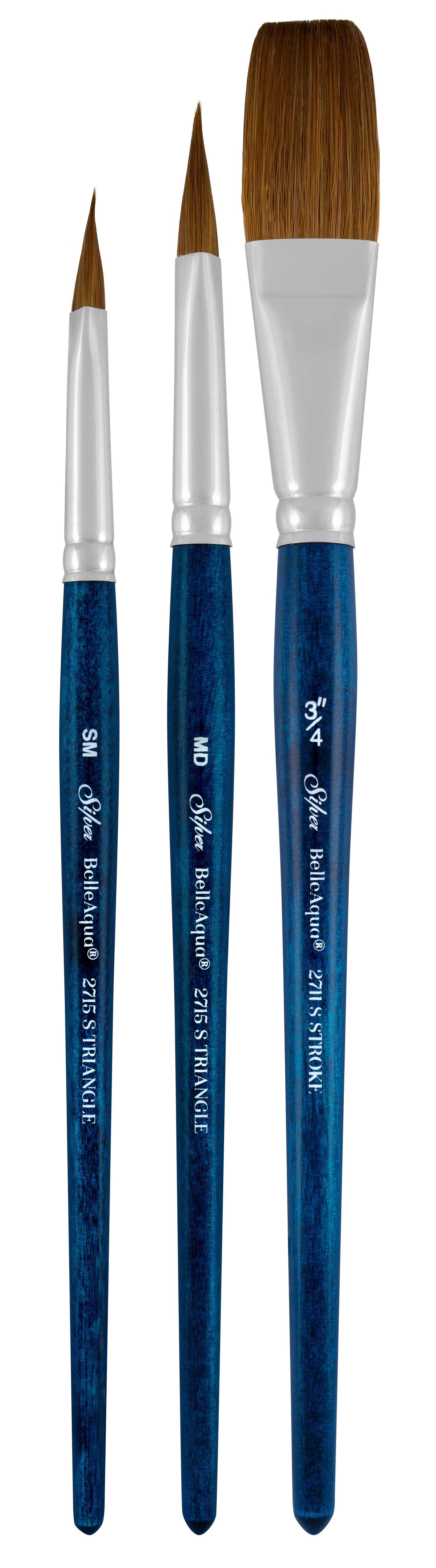 BelleAqua® 3pc Calligraphers Watercolor Set | Short Handle | BA-2703S - Calligraphers Watercolor Set