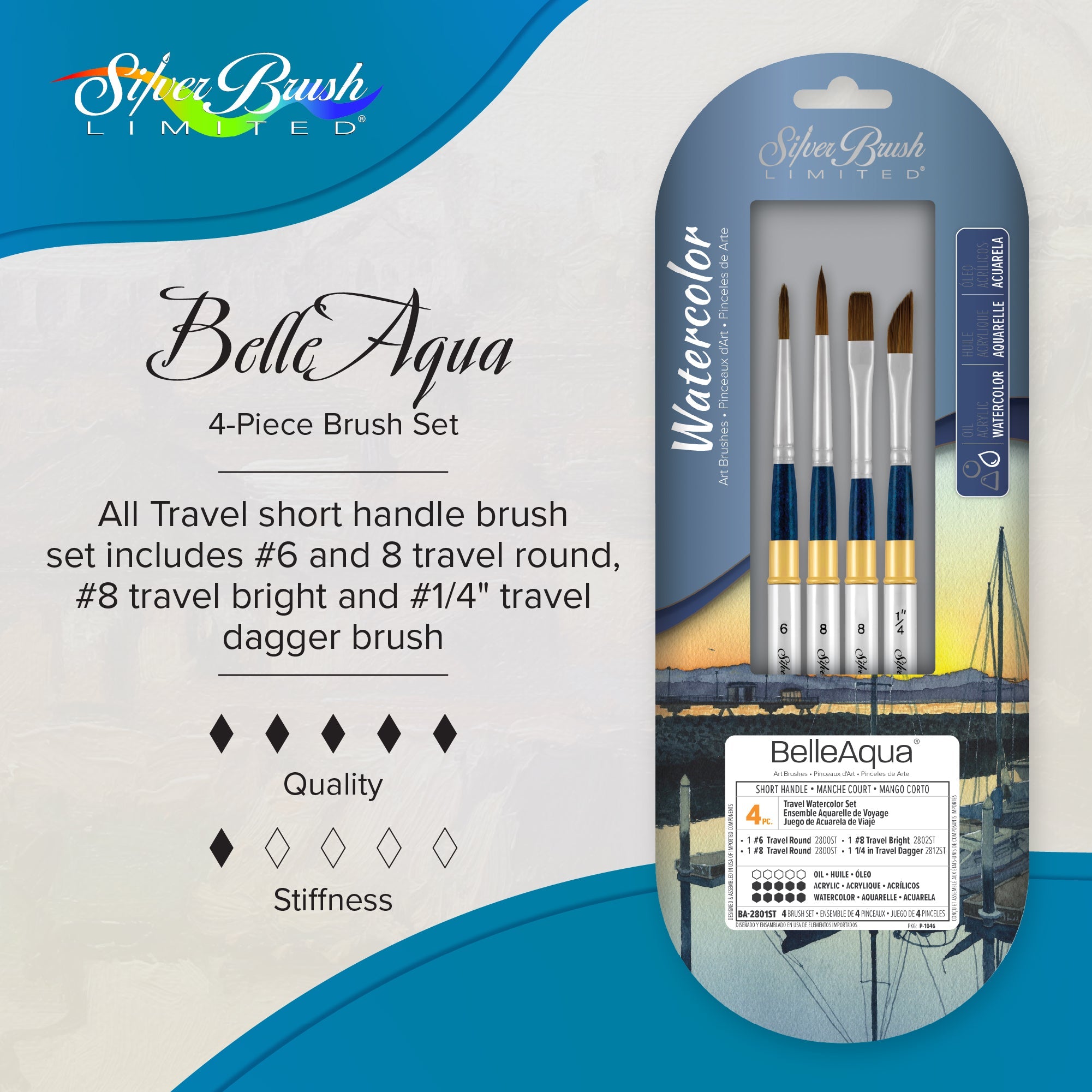BelleAqua® 4 pc SH Travel Set | BA-2801ST - Travel Set