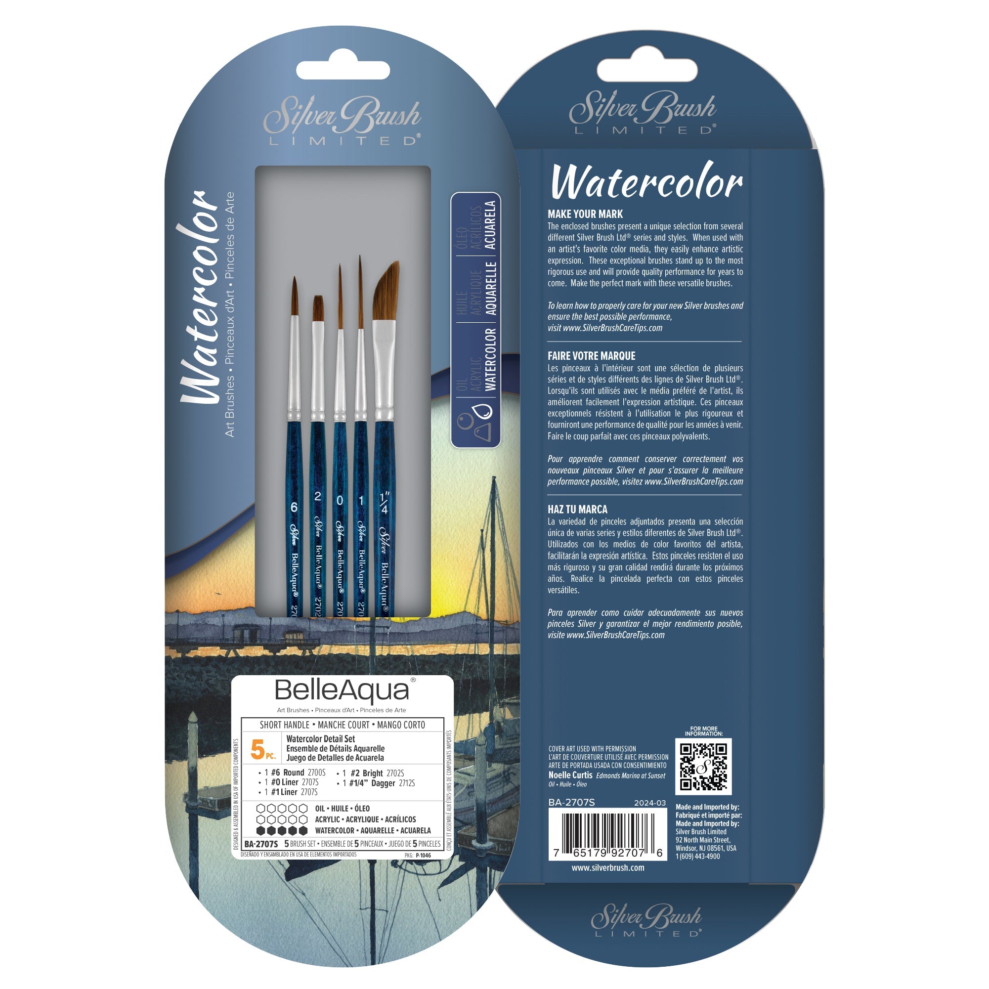 BelleAqua® 5pc Watercolor Detail Set | Short Handle | BA-2707S - Watercolor Detail Set
