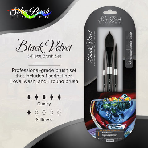 Black Velvet® 3pc Master Watercolor Set | Short Handle | WC-3000S - Master Watercolor Set