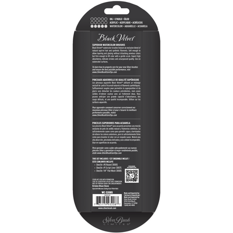 Black Velvet® 3pc Variety Set | Short Handle | WC-3208S - Round/Liner/Square Wash