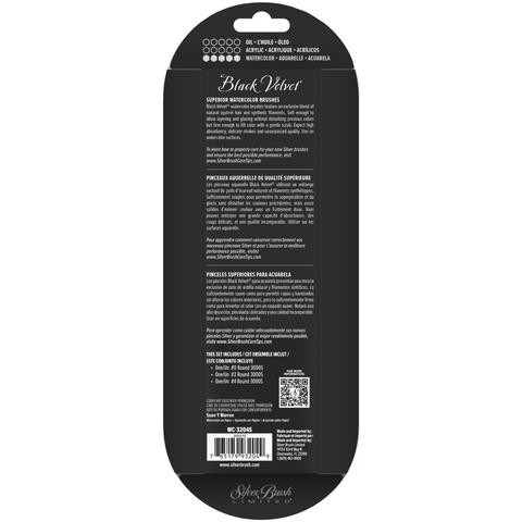 Black Velvet® 3pc Watercolor Round Set | Short Handle | WC-3204S - Watercolor Round Set