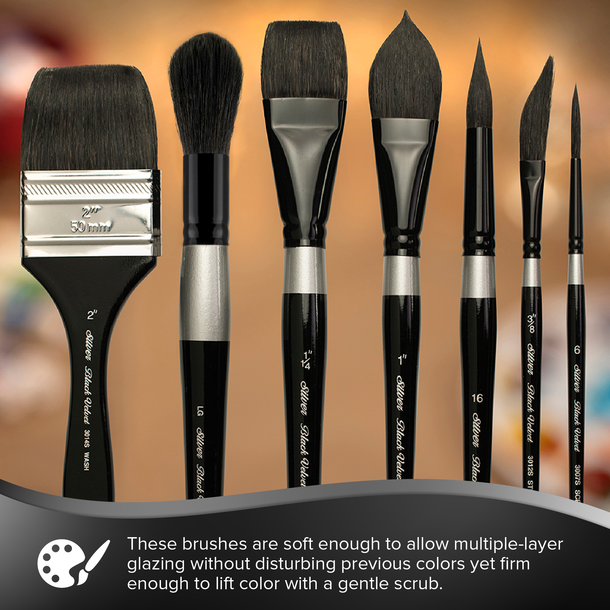 Black Velvet® Dagger Striper Paintbrush | Short Handle | 3012S