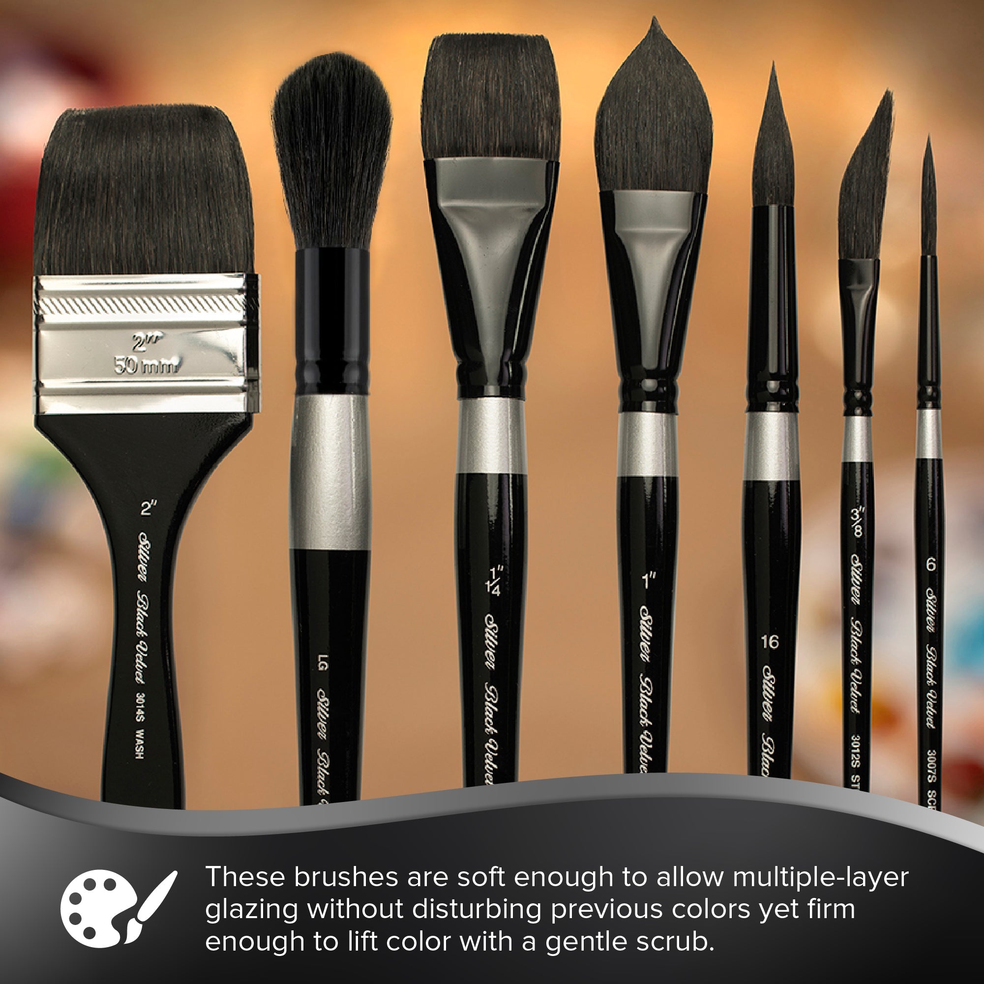 Black Velvet® Script Liner Paintbrush | Short Handle | 3007S