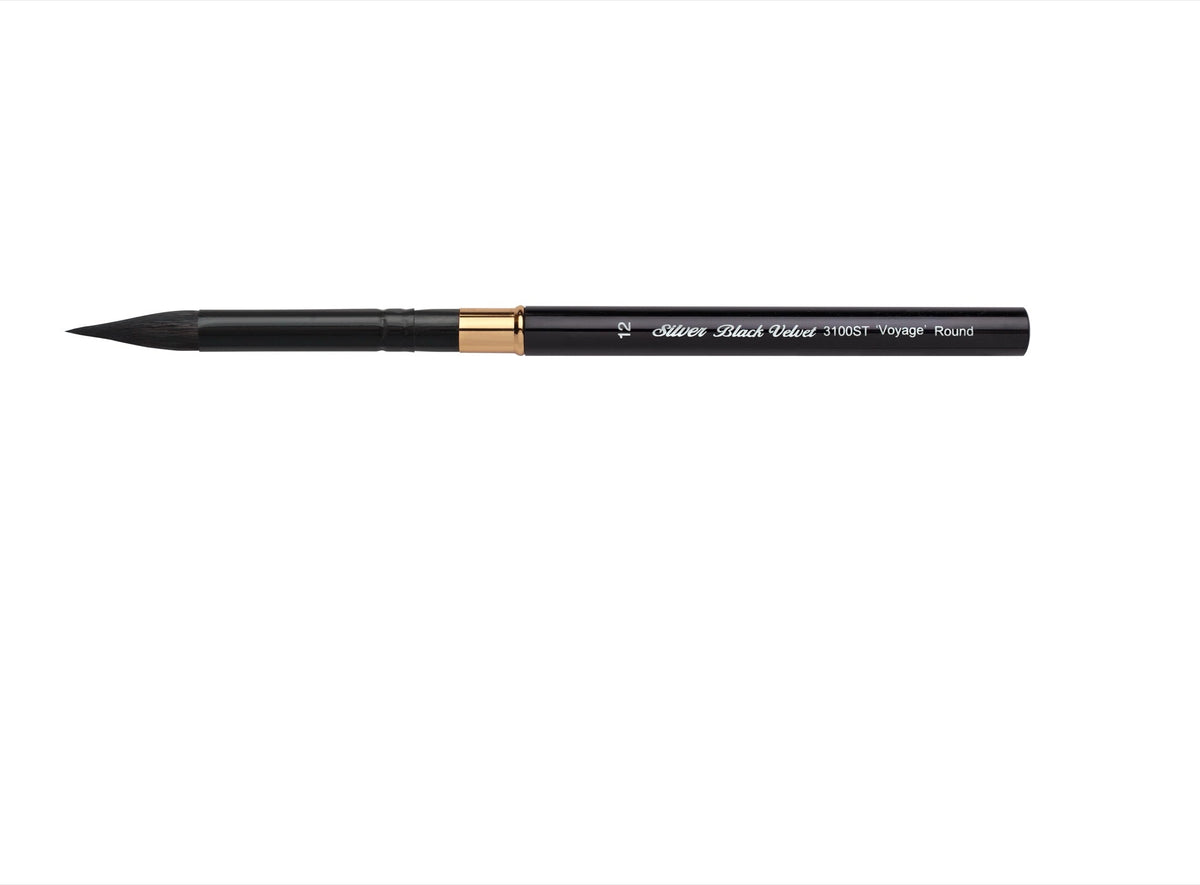 Black Velvet Voyage™ Round Paintbrush | Short Handle | 3100ST - Size 12