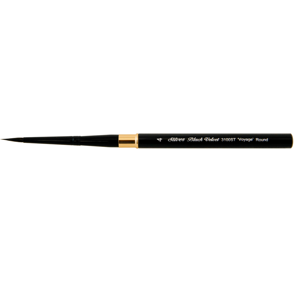 Black Velvet Voyage™ Round Paintbrush | Short Handle | 3100ST - Size 4