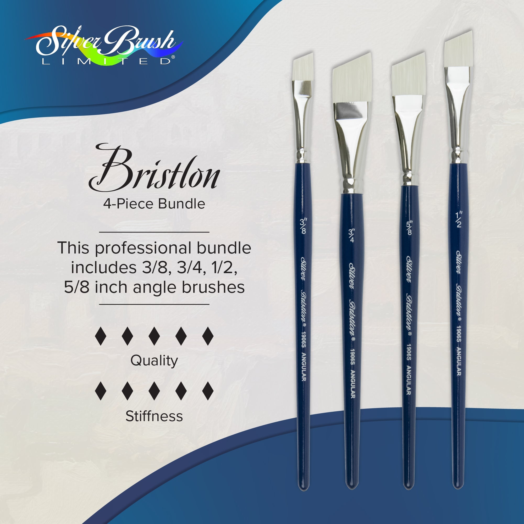 Bristlon® 4pc Angle Brush Set | Short Handle | BR-1957S - Short Handle Angles