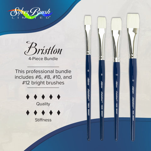 Bristlon® 4pc Bright Brush Set | Short Handle | BR-1959S - 4pc Short Handle Brights
