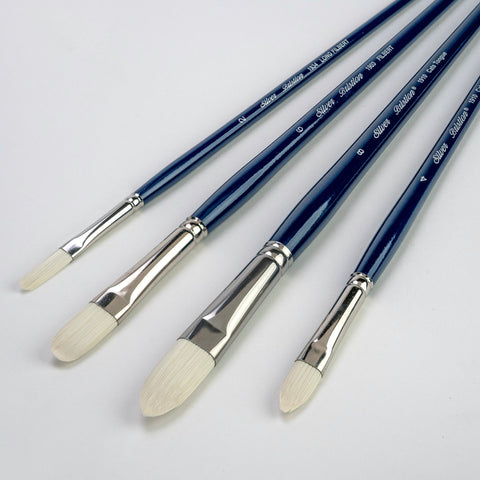 Bristlon® 4pc Cats Tongue and Filbert Brush Set | Long Handle | BR-1954 - Cat’s Tongues & Filberts