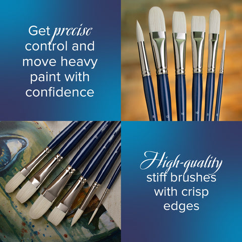 Bristlon® 4pc Cats Tongue and Filbert Brush Set | Long Handle | BR-1954 - Cat’s Tongues & Filberts