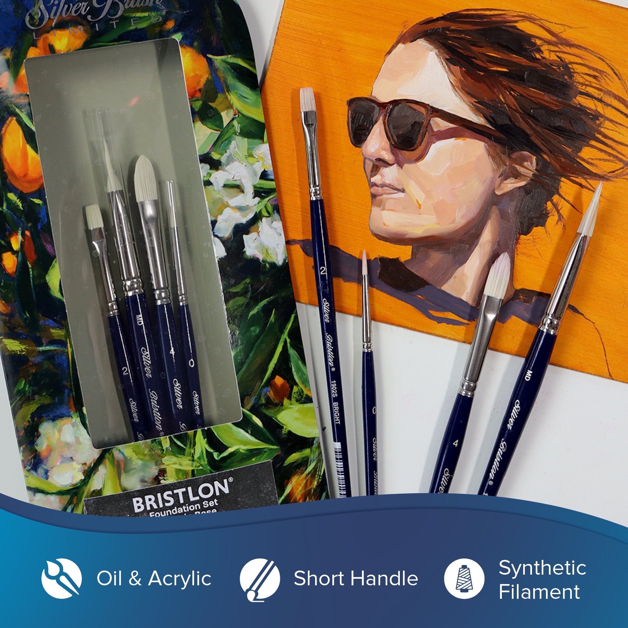Bristlon® 4pc Foundation Set | Short Handle | BR-1906S - Foundation#1 Set