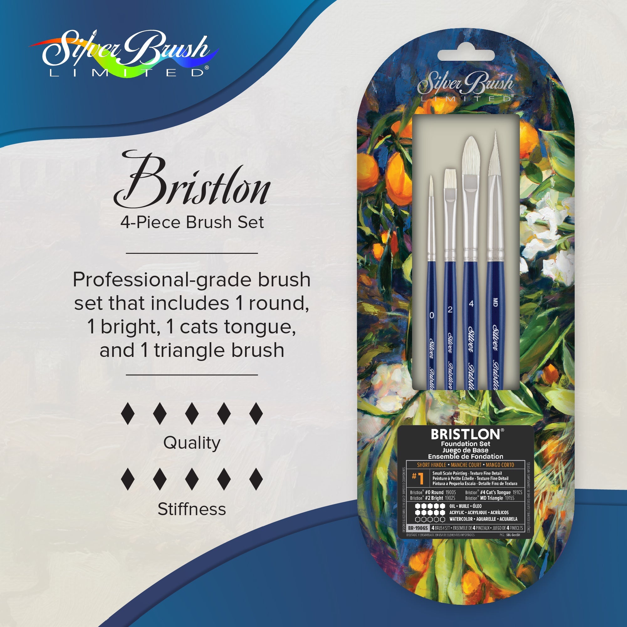 Bristlon® 4pc Foundation Set | Short Handle | BR-1906S - Foundation#1 Set