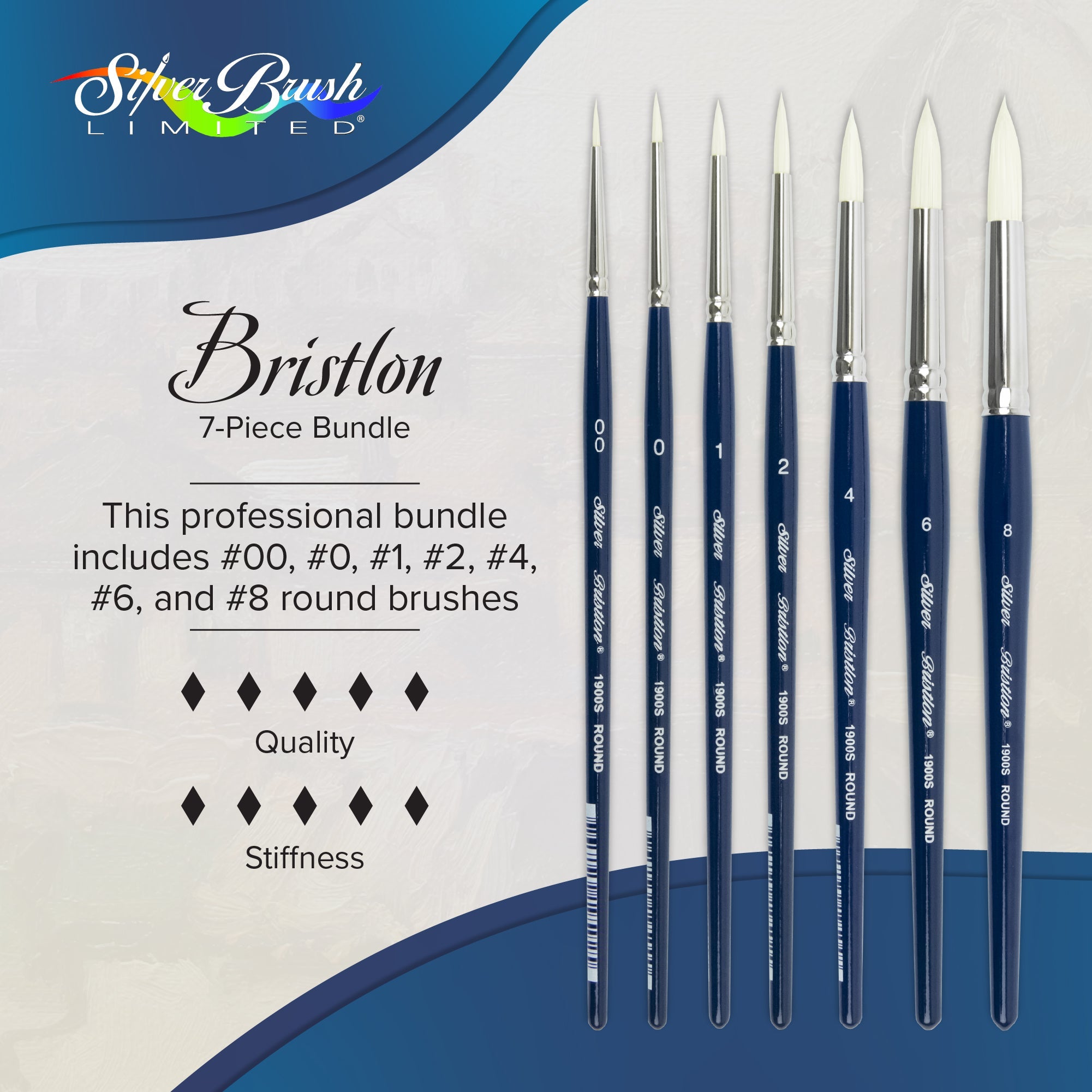 Bristlon® 7pc Round Brush Set | Short Handle | BR-1955S - Short Handle Rounds