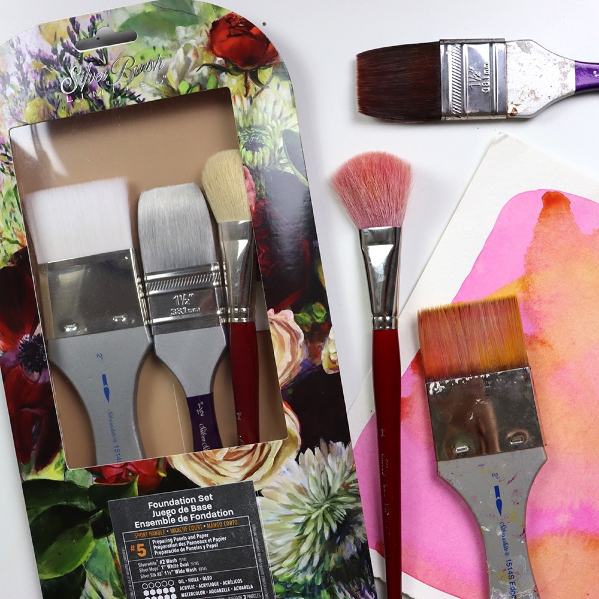 Foundation & Background 3pc Watercolor Set | Short Handle | FB-9002S - Watercolor Set