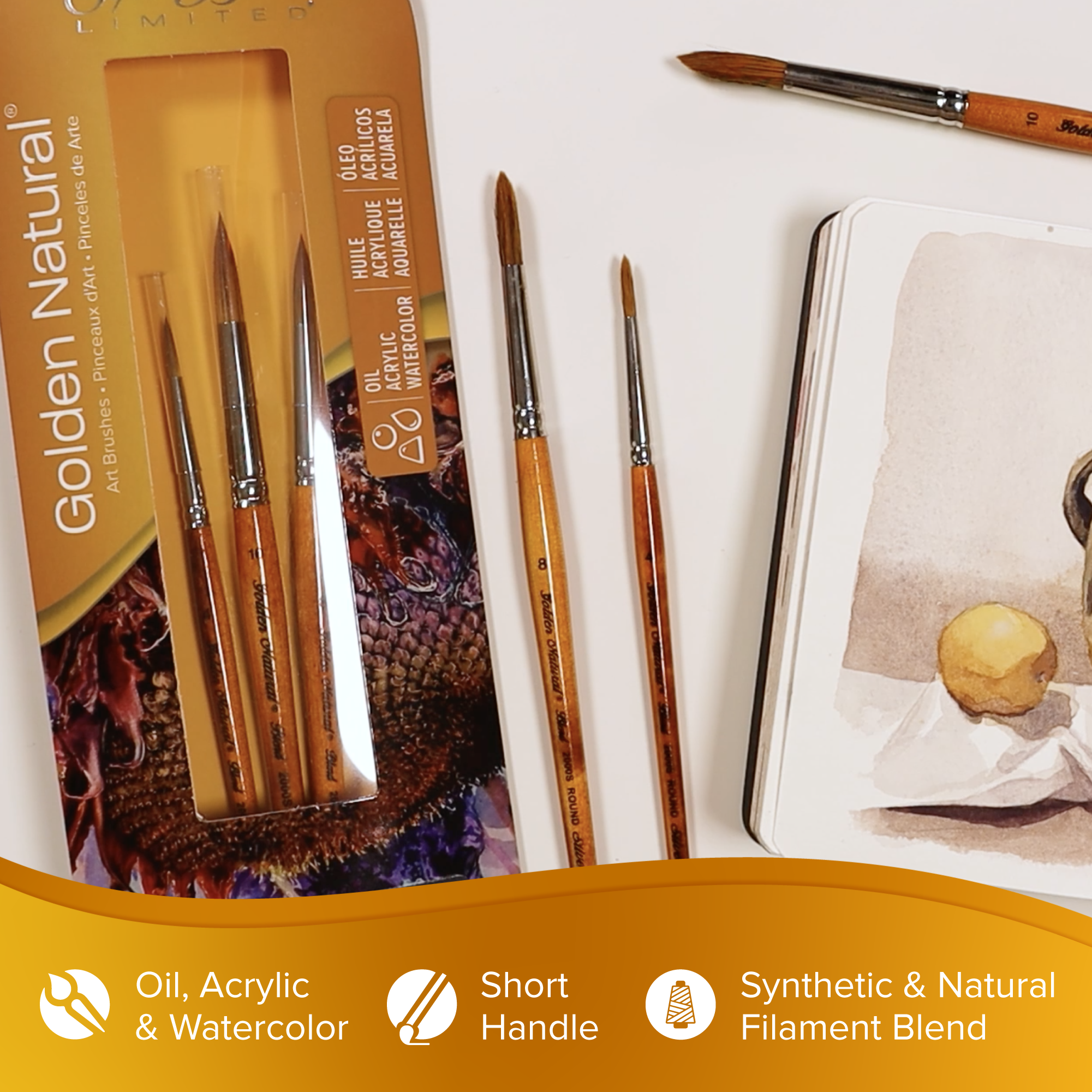 Golden Natural® 3pc Favorite Round Set | Short Handle | GN-2093S - Favorite Round Set