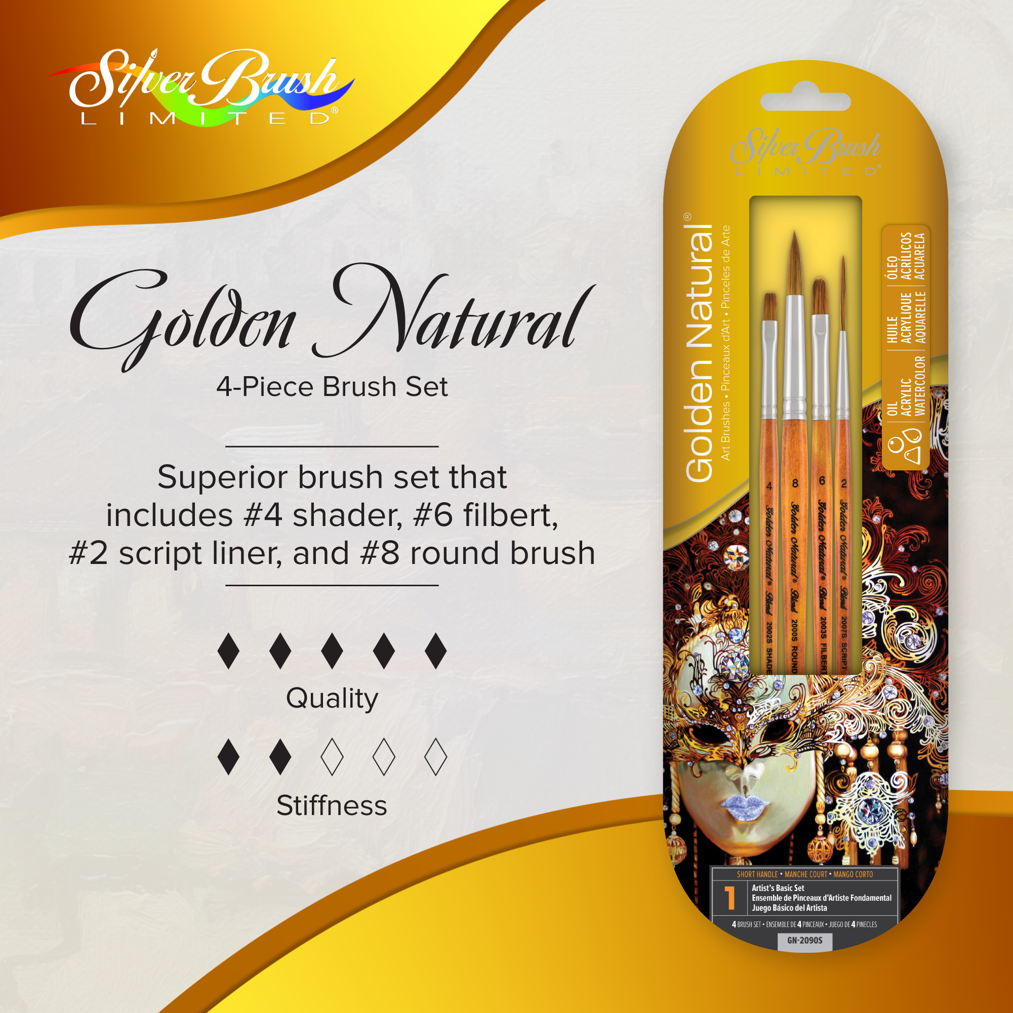 Golden Natural® 4pc Basic Set | Short Handle | GN-2090S - Basic Set