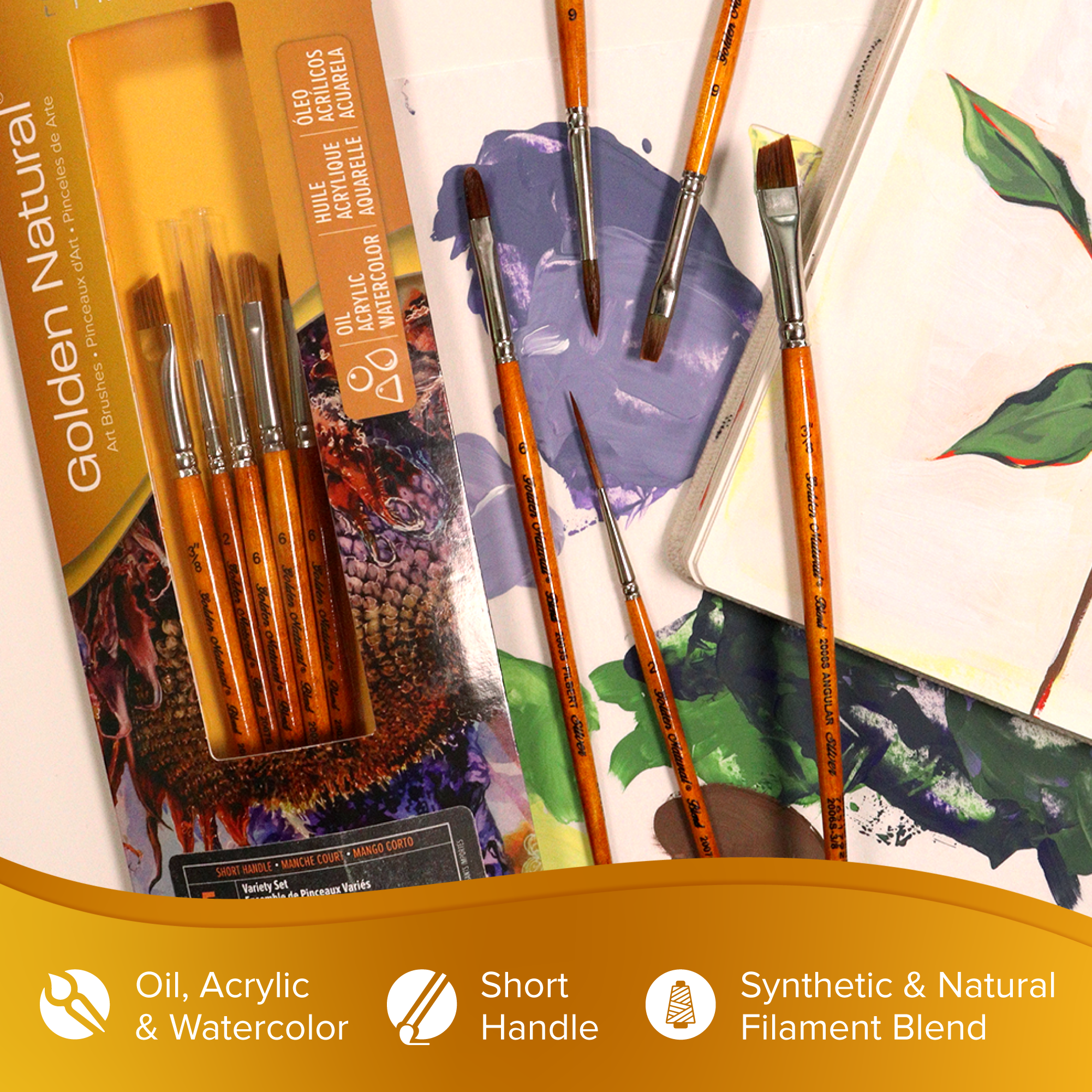 Golden Natural® 5pc Variety Set | Short Handle | GN-2092S - Variety Set 3