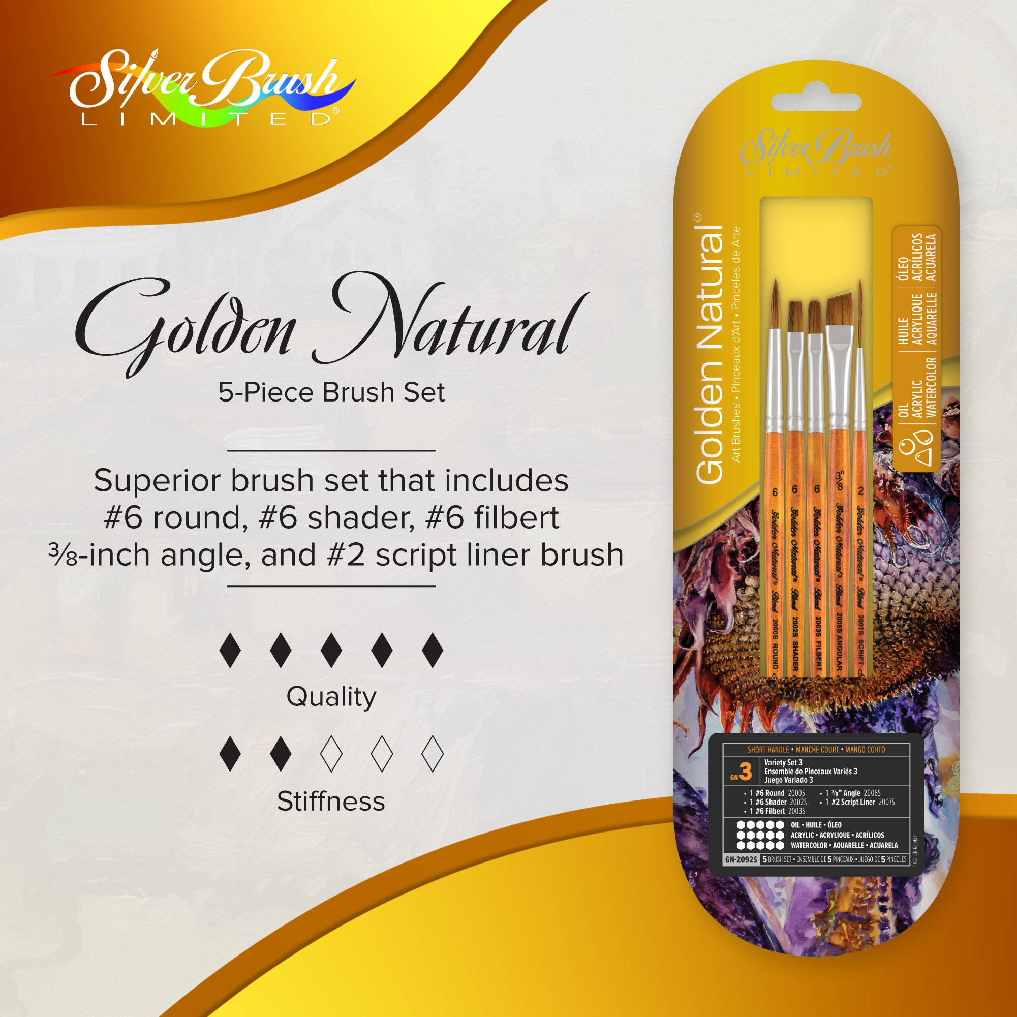 Golden Natural® 5pc Variety Set | Short Handle | GN-2092S - Variety Set 3