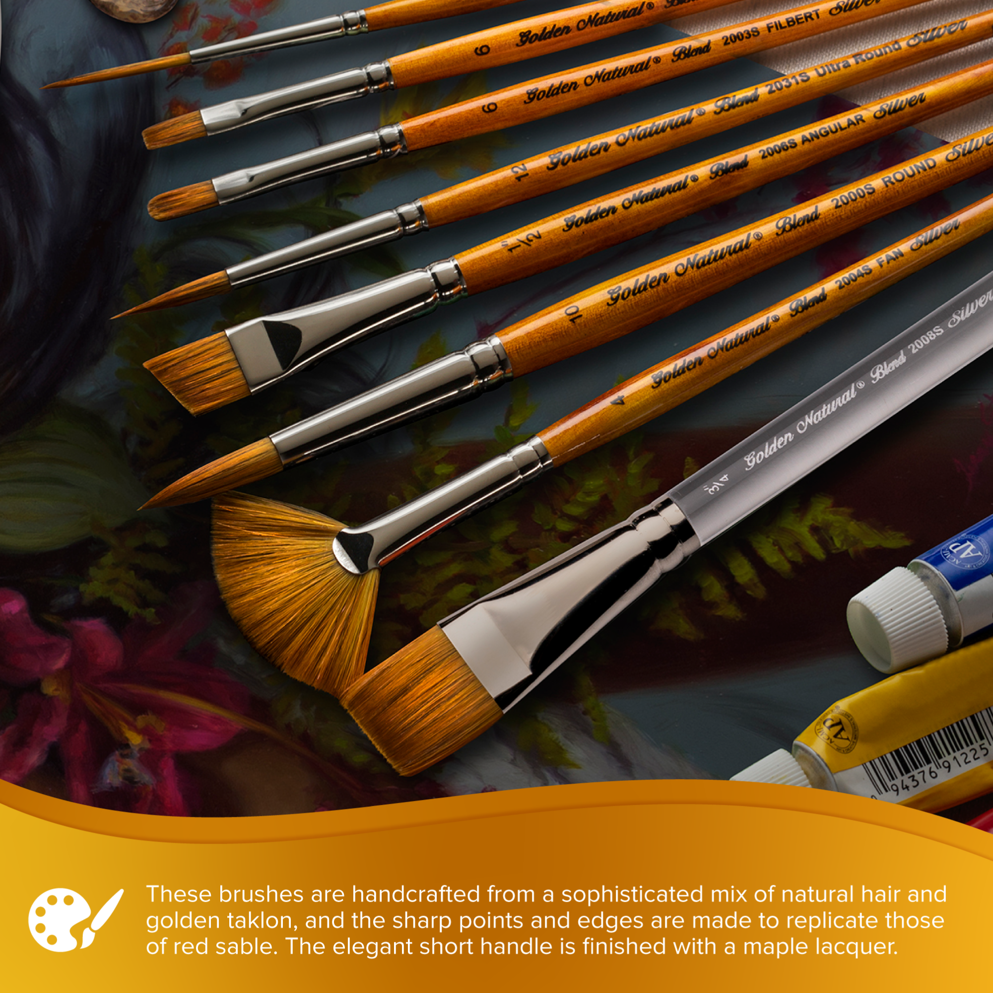 Golden Natural® Script Liner Paintbrush | Short Handle | 2007S