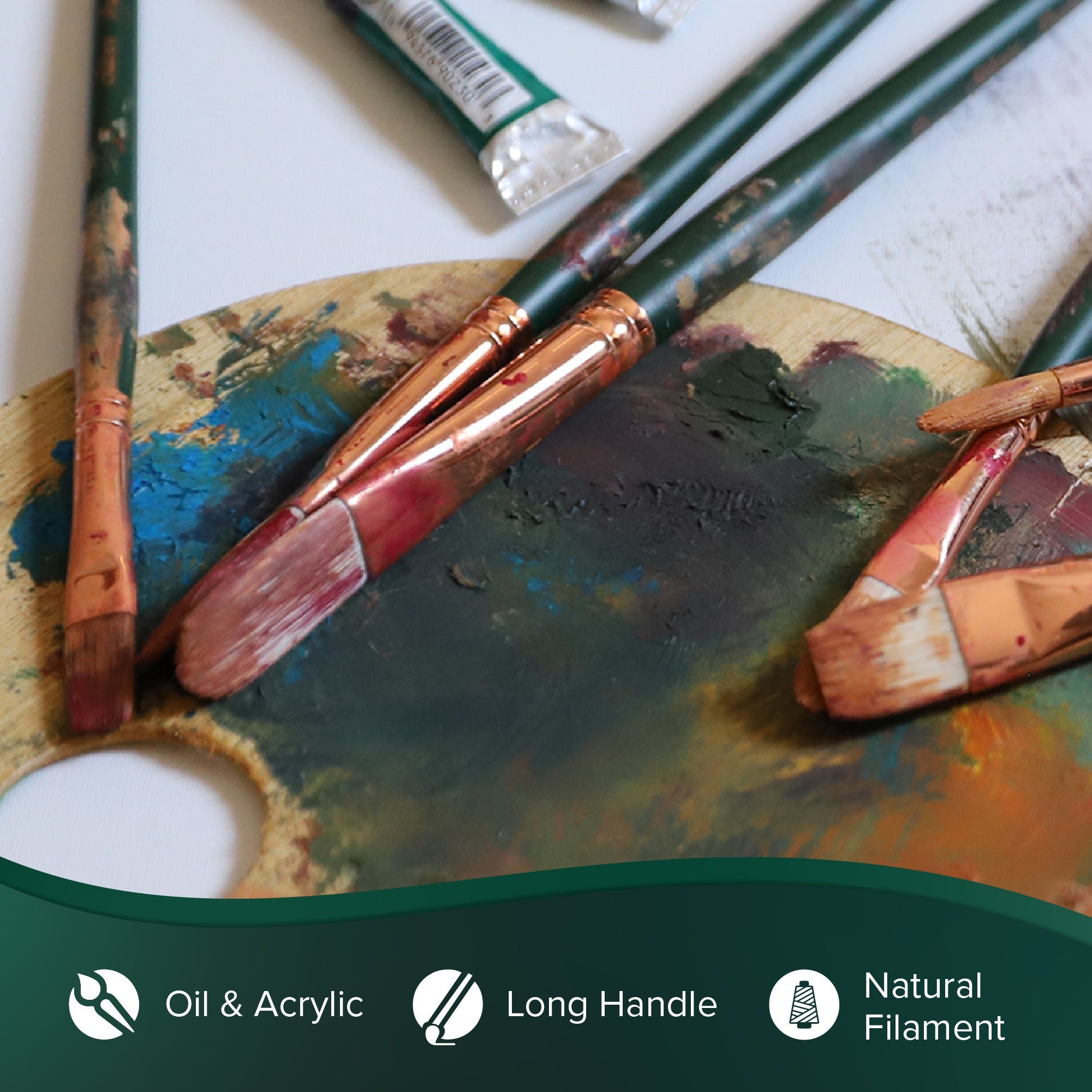 Grand Prix® 4pc Filbert Brush Set | Long Handle | GP-1080 - Multilength Filbert Set