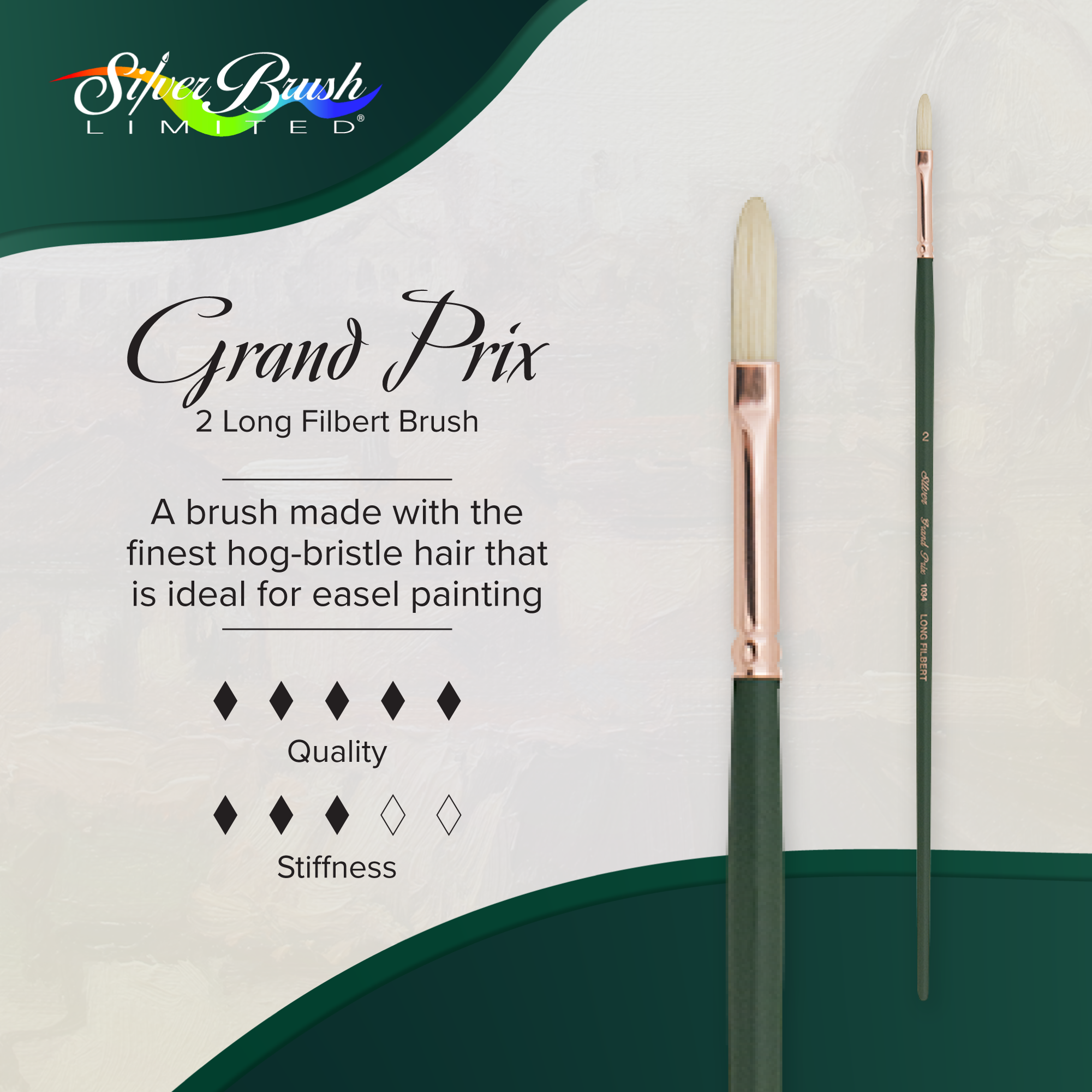 Grand Prix® Long Filbert Paintbrush | Long Handle | 1034