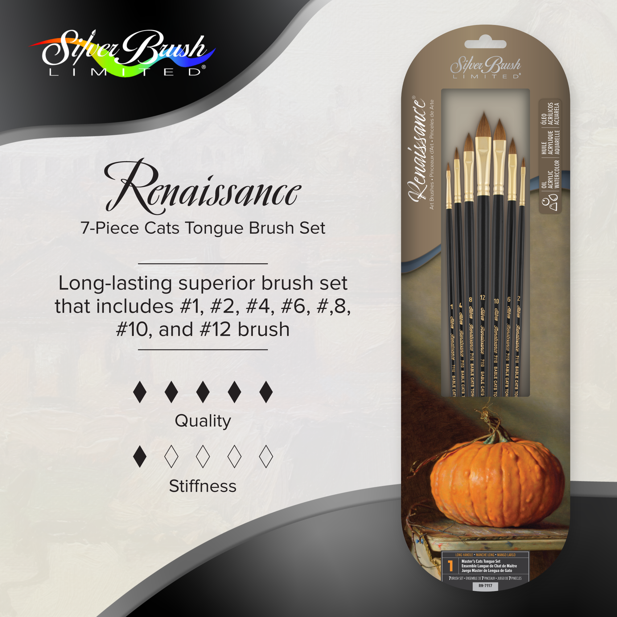 Renaissance® 7pc Cats Tongue Set | Long Handle | RN-7117 - Cats Tongue Set