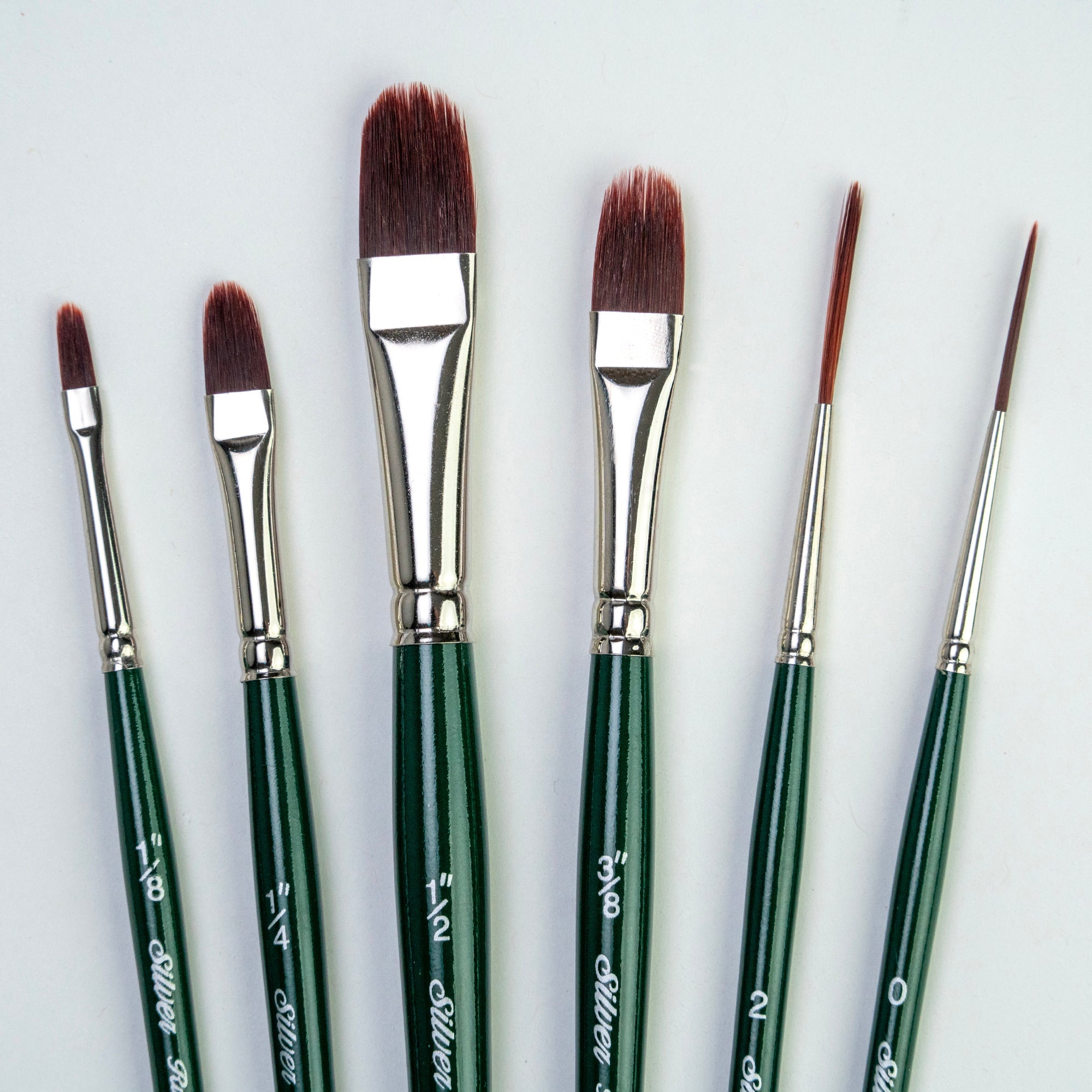 Ruby Satin® 5 Pc Foundation Short Handle Set | RSS-2550S - Cats Tongue/Bright/Round/Angular
