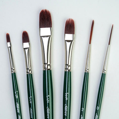 Ruby Satin® 5 Pc Foundation Short Handle Set | RSS-2550S - Cats Tongue/Bright/Round/Angular