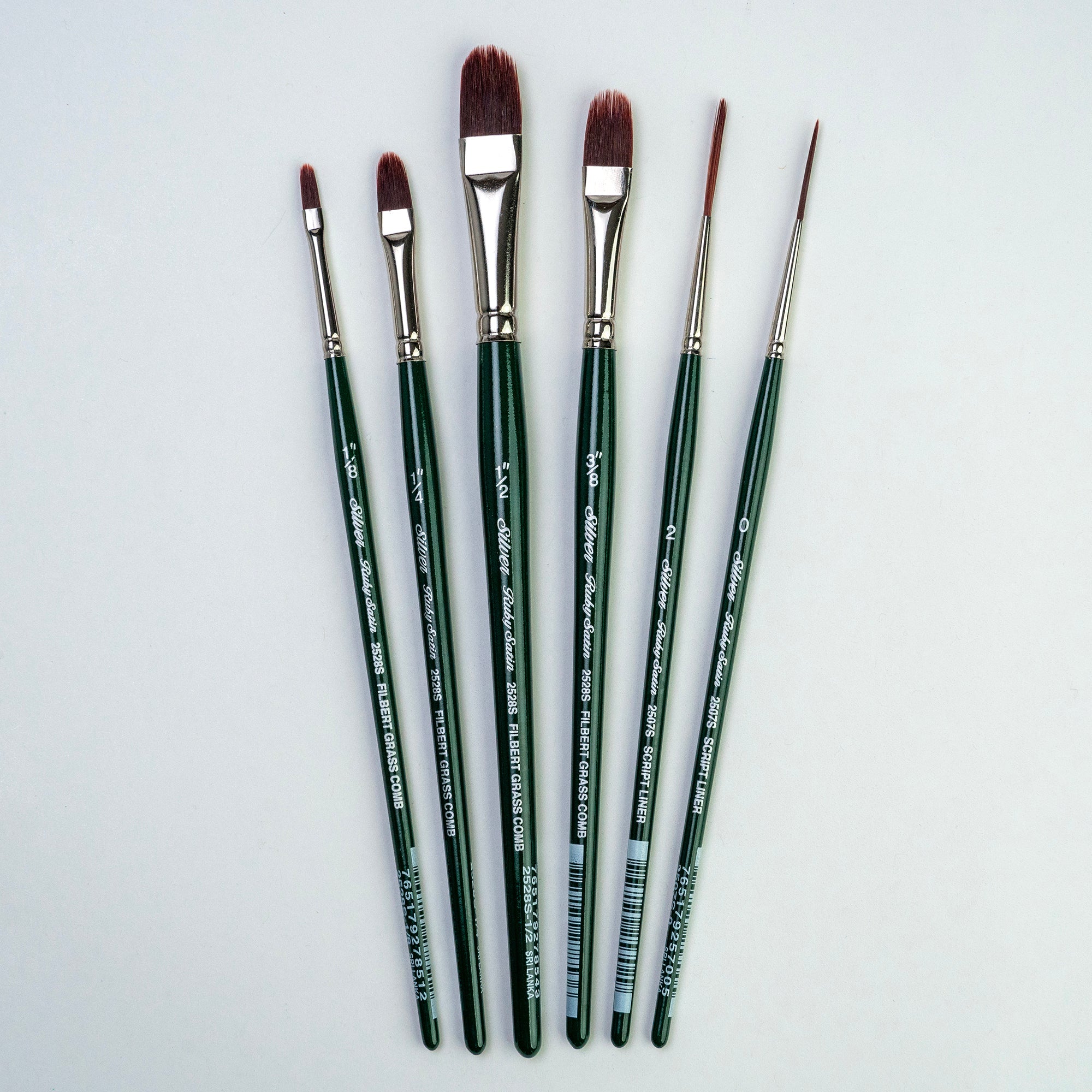 Ruby Satin® 5 Pc Foundation Short Handle Set | RSS-2550S - Cats Tongue/Bright/Round/Angular