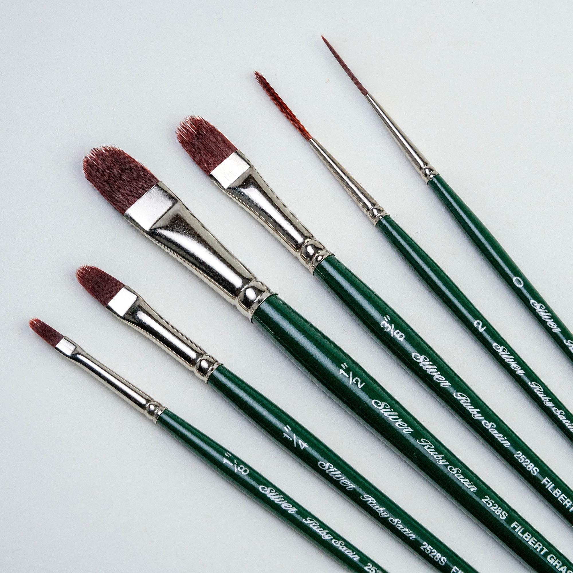 Ruby Satin® 5 Pc Foundation Short Handle Set | RSS-2550S - Cats Tongue/Bright/Round/Angular